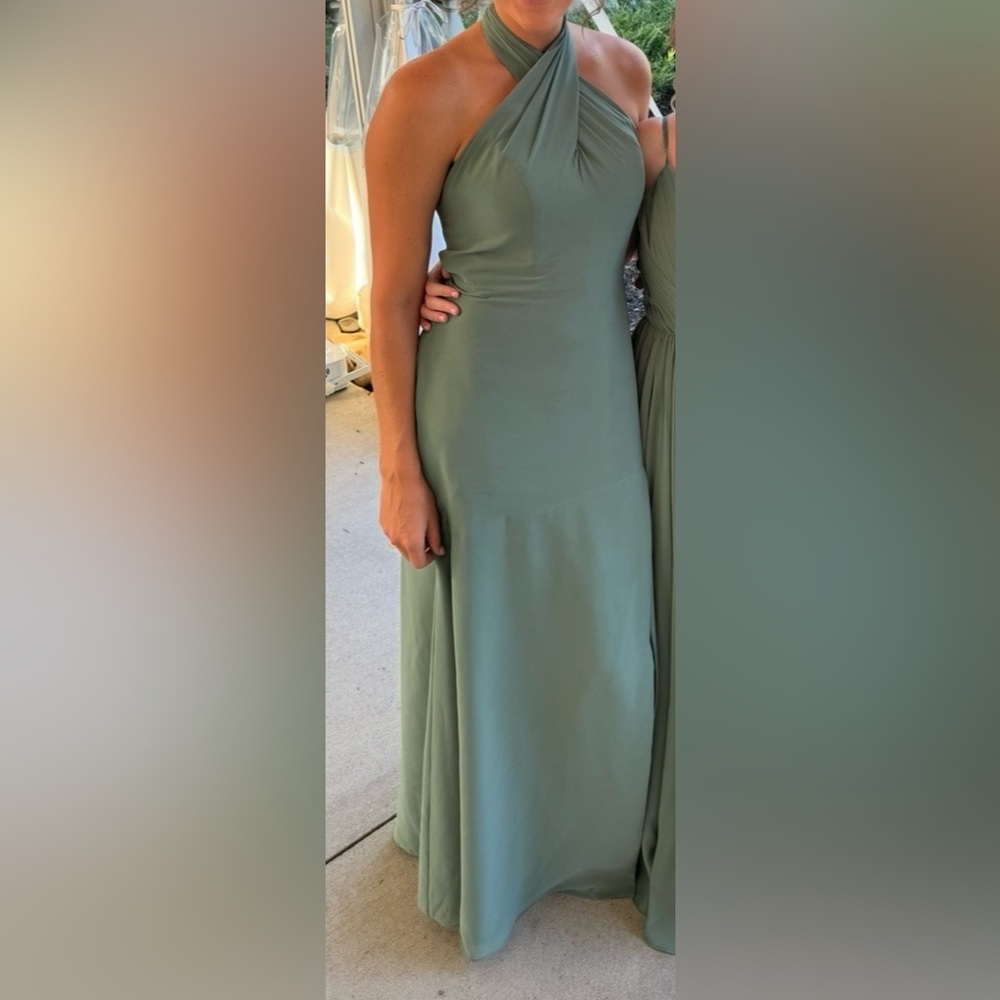 Revelry Bridesmaid Dress Athena Chiffon Rosemary-Worn Once/Dry Cleaned/No Alters